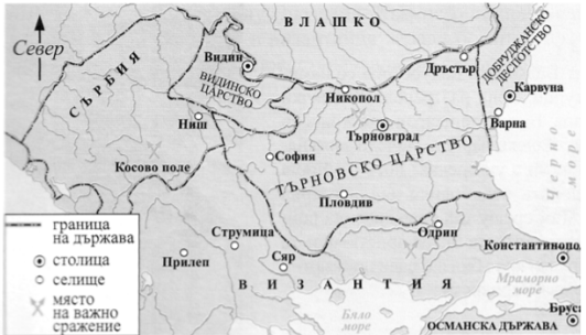 18 За коя причина за падане на България под османска власт има информация на картата