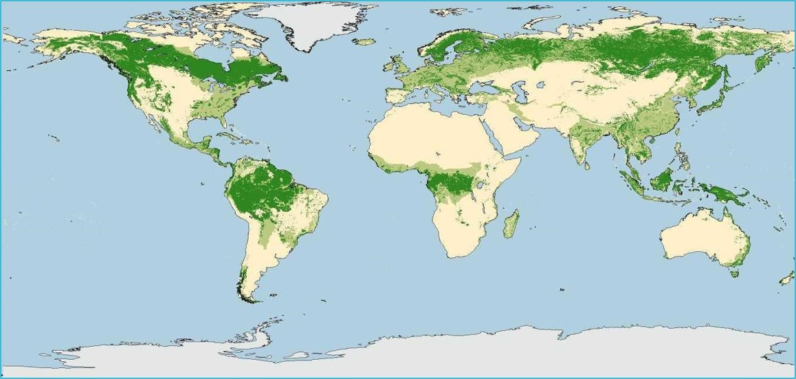 Карта на разпространение на горските площи