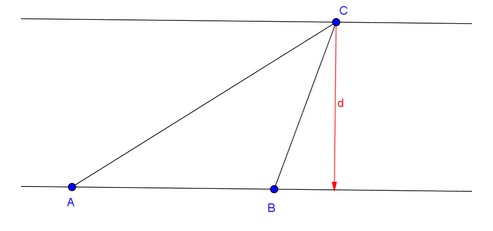 Триъгълникът ABC е с лице 015 dm и основа AB 3cm Намерете разстоянието d от точка C до правата AB