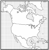 3 Кой залив е означен на картосхемата на Северна Америка с цифрата 1 