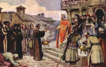 Кой български владетел приема учениците на Кирил и Методий в България 