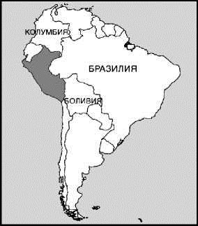 На политическата карта на Южна Америка е оцветена територията на страната
