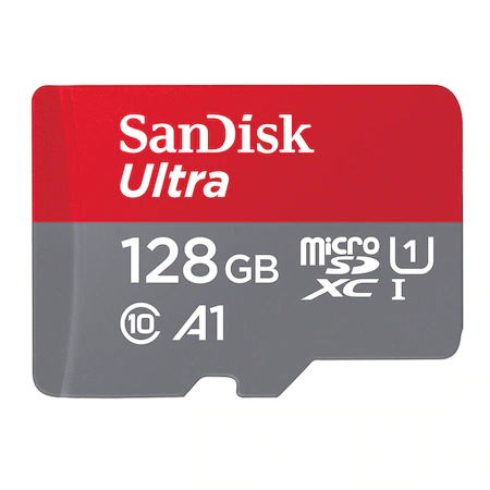 Карта памет SanDisk Ultra microSDXC, 128GB, 120MB/s, A1 Class 10 UHS-I + SD
